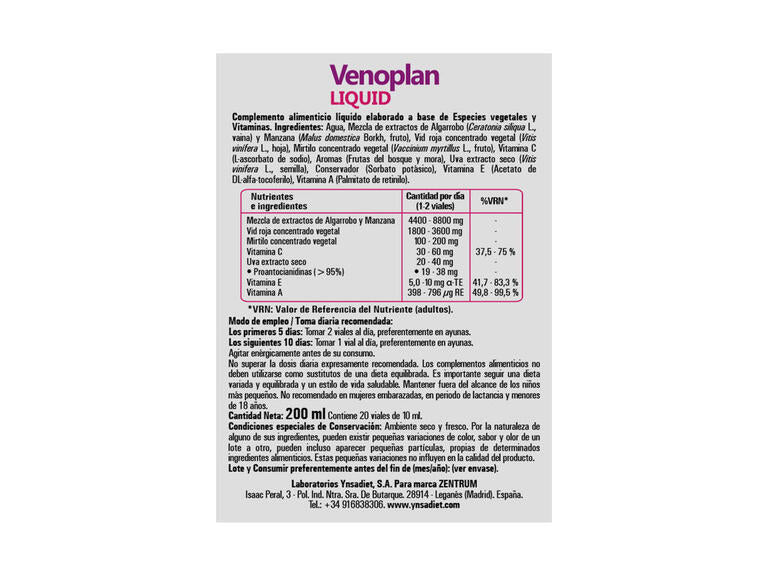 Venoplan Líquido 20 Viales | Circulación y Piernas Ligeras