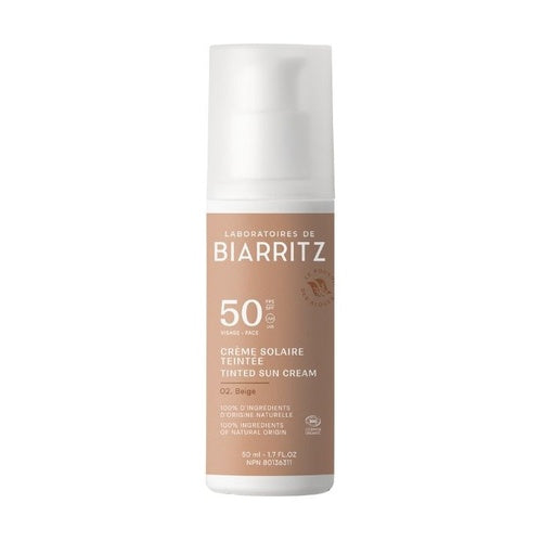 Crema Facial con Color Beige SPF50 Bio Biarritz | Protector Solar Mineral | 50 ml