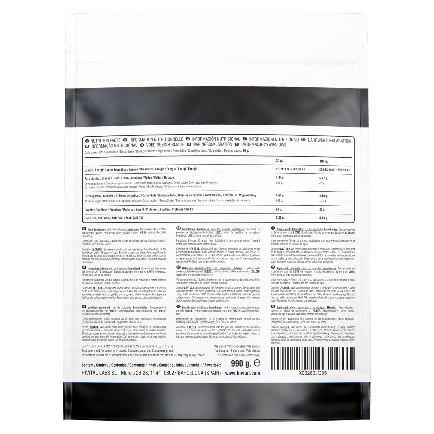 Proteína Concentrada de Suero de Leche WHEY 1 kg | 100% Natural, Hidrolizada, Sin Azúcares Añadidos