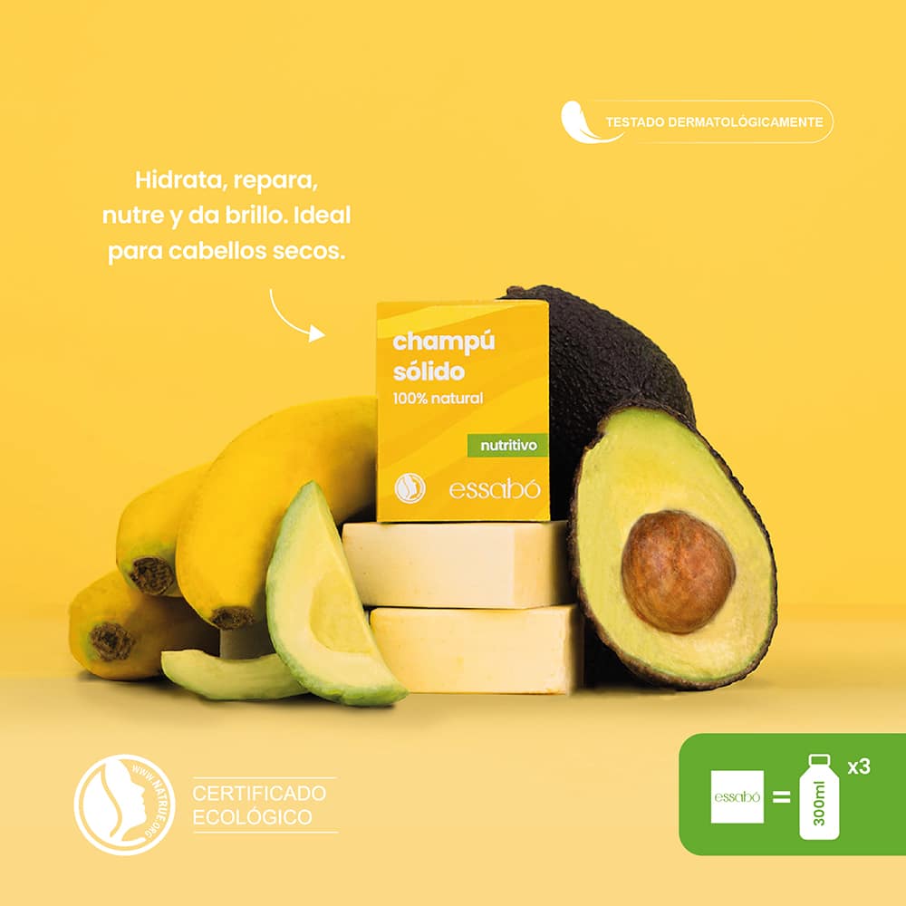 Essabó Champú Sólido Nutritivo · Cabello Seco · 100% Natural