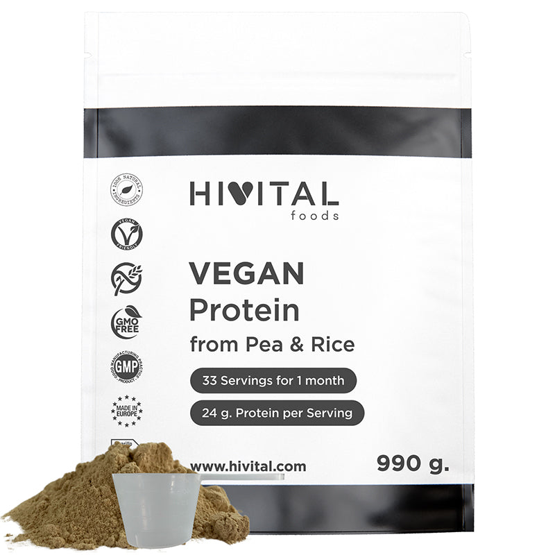 Proteína Vegana de Guisante y Arroz | 1 Kg | Alta Calidad, Sin Lactosa, Sin Azúcares Añadidos