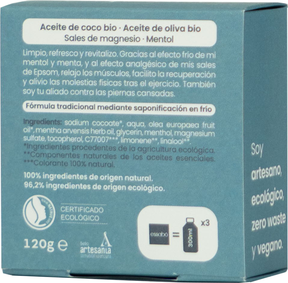 Jabón Deportivo Natural con Mentol y Magnesio | Refresca, Relaja y Revitaliza
