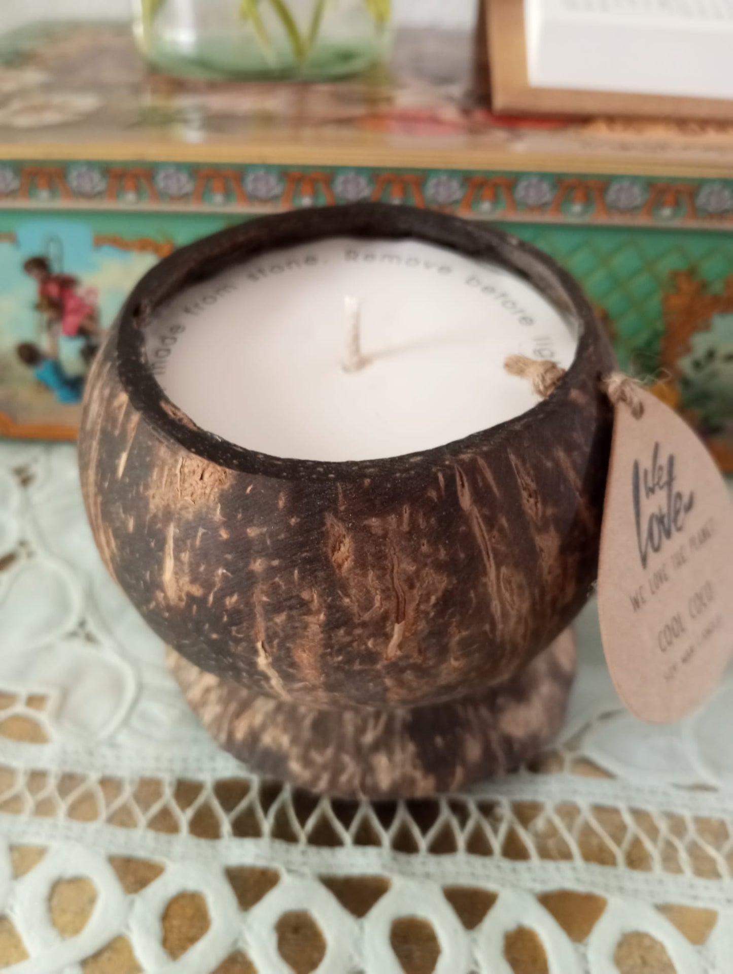 Velas naturales – 100% cera de soja, en cáscara de coco