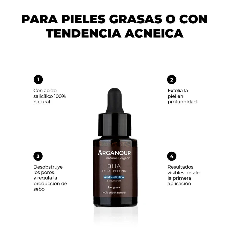 BHA Peeling Facial con Ácido Salicílico 2% – Arganour | 30 ml