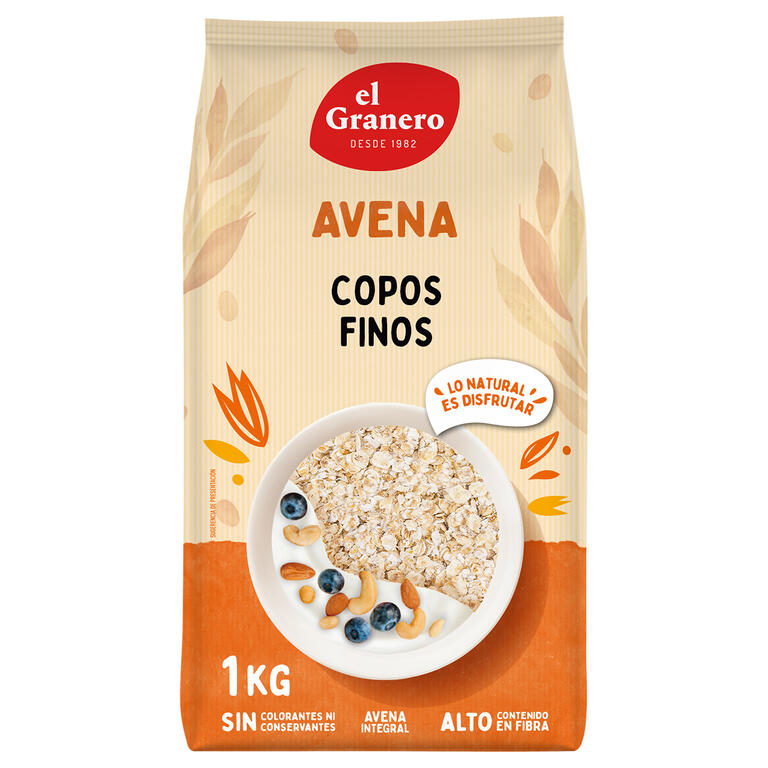 Copos Finos de Avena Integral BIO El Granero Integral 1 kg | Energía Natural y Fibra