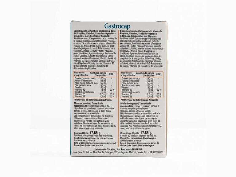 Gastrocap Zentrum 30 cápsulas | Digestión ligera y apoyo inmunitario natural