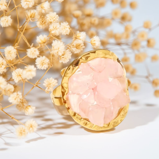 Anillo Piedra Cuarzo Rosa