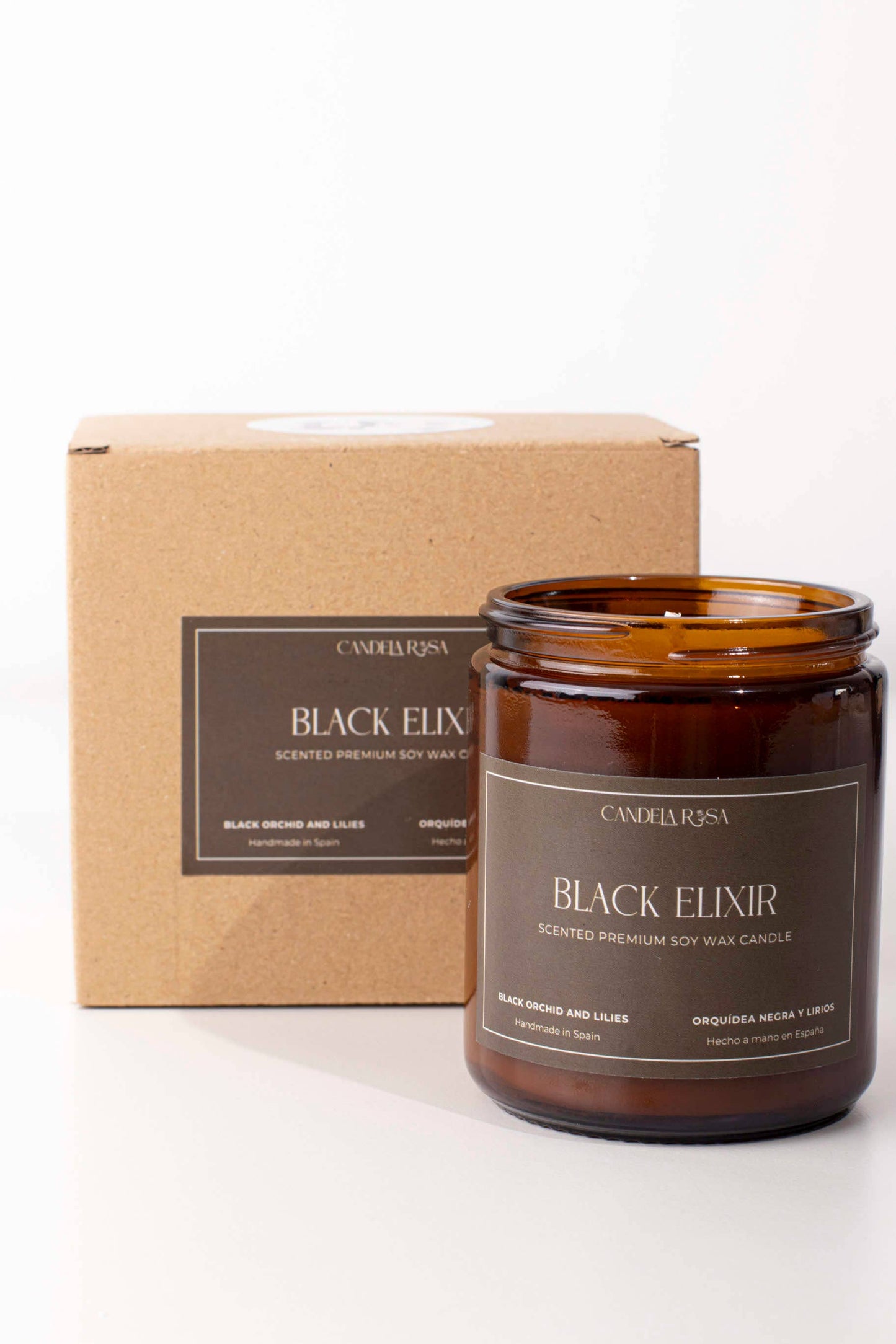 Vela aromática premium Black Elixir – Orquídea negra y lirios | 100% soja natural