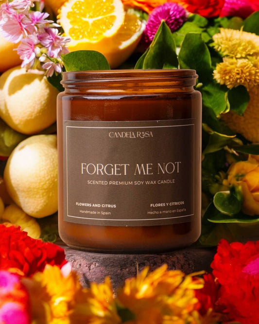 Vela aromática premium Forget Me Not – Flores y cítricos | Cera de soja 100% natural