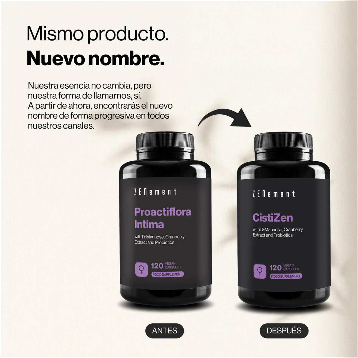 Cistizen Íntima Zenement con D-Manosa y Arándano Rojo | 5 Probióticos | 120 Cápsulas Veganas