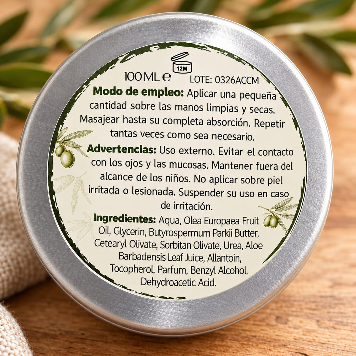 Crema de Manos Reparadora con Aceite de Oliva – Nutrición Natural Diaria