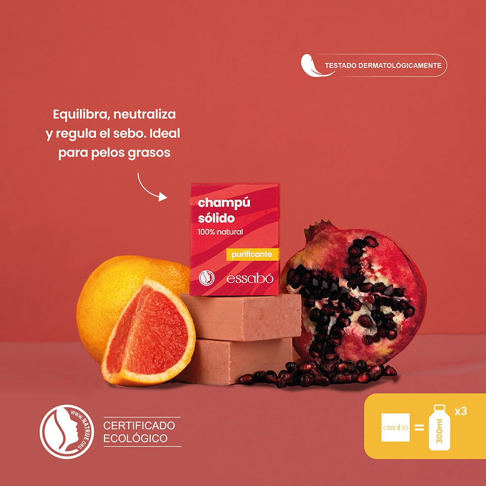 Essabó Champú Sólido Purificante · Cabello Graso · 100% Natural
