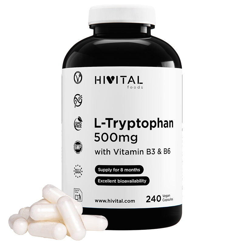 L-Triptófano 500 mg | 240 Cápsulas Veganas para Sueño, Estrés y Bienestar