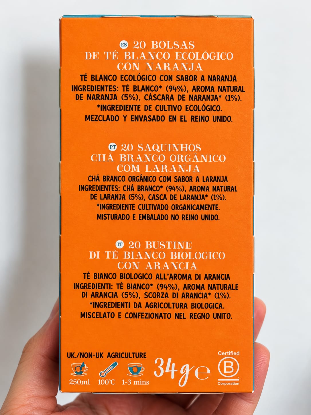 Té Blanco Ecológico con Naranja Cupper BIO – 20 Bolsitas