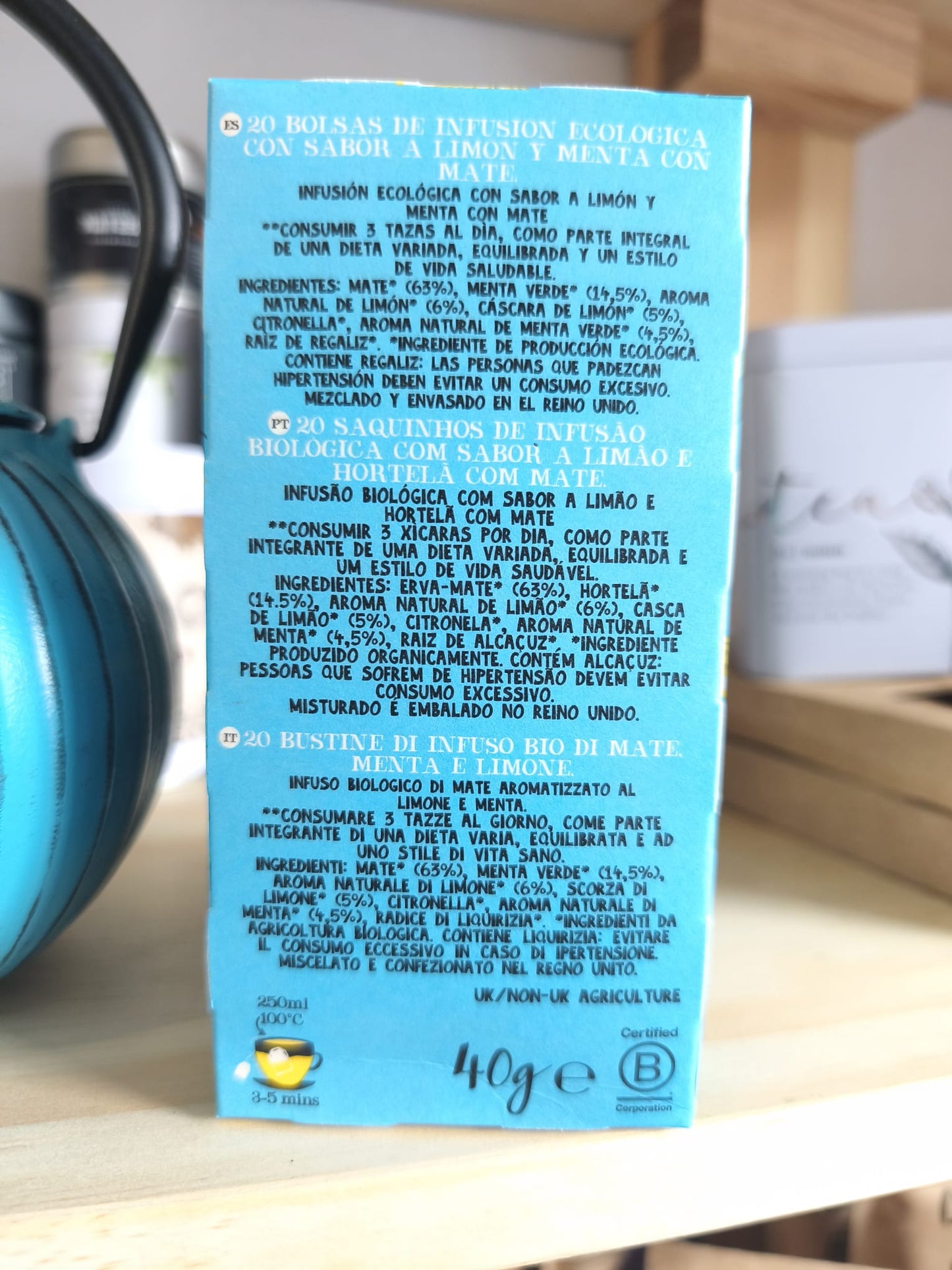Infusión Cintura de Avispa Bio en Bolsitas – Mate, Menta y Limón Ecológica