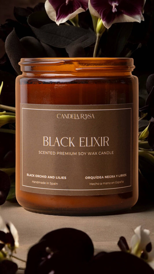 Vela aromática premium Black Elixir – Orquídea negra y lirios | 100% soja natural