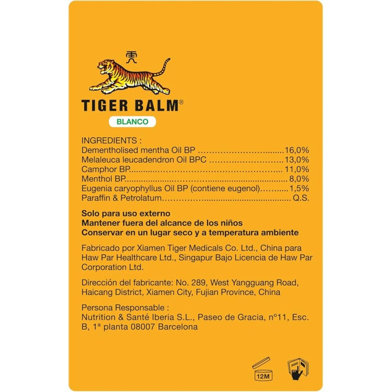 Bálsamo de Tigre Blanco 19g – Efecto frío natural para migrañas, congestión y alivio muscular