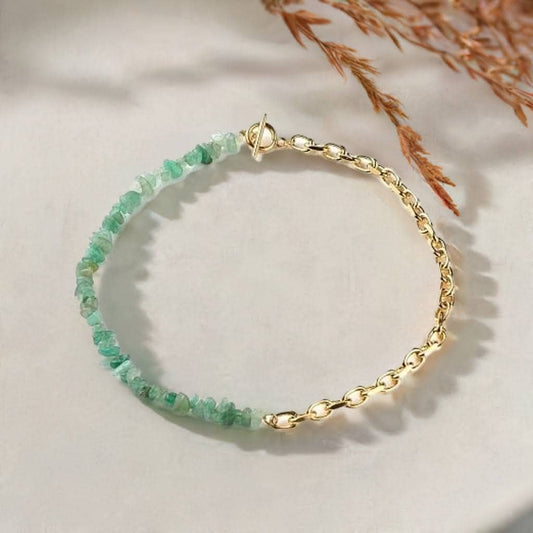 Collar Aventurina Verde con cuentas chip en acero inoxidable – Energía y equilibrio