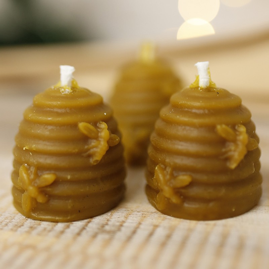 Velas de Cera de Abeja Virgen en Forma de Colmena – Mini Velas Artesanas Naturales