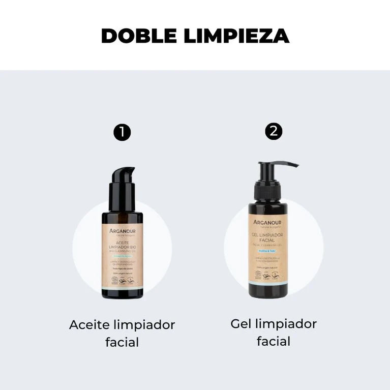 Pack Doble Limpieza Facial Natural – Aceite + Gel Limpiador (100 ml + 100 ml)