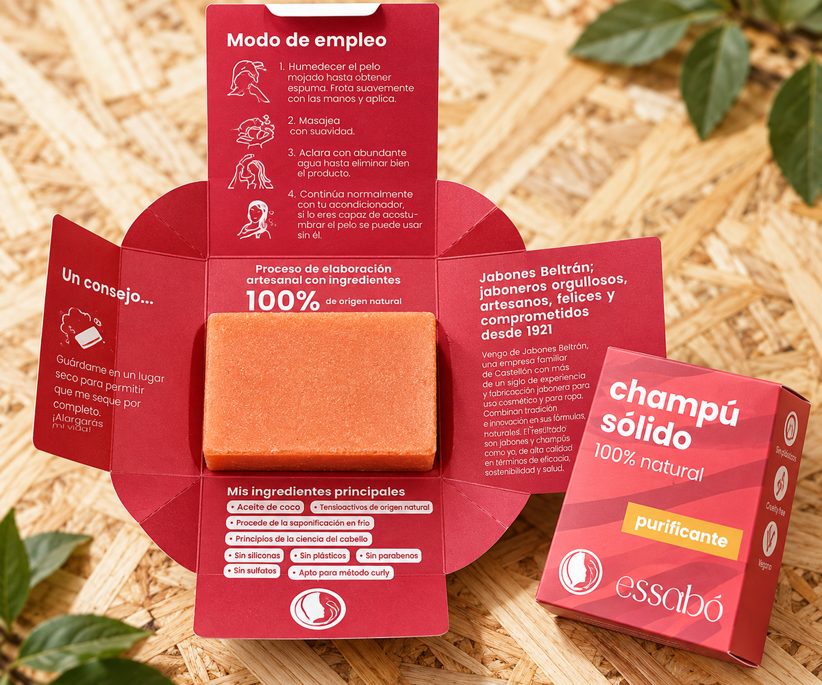 Essabó Champú Sólido Purificante · Cabello Graso · 100% Natural