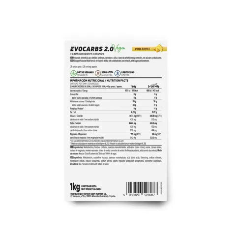 EVOCARBS 2.0 Carbohidratos + Electrolitos Veganos 1 kgr| Bebida Isotónica Natural para Energía, Hidratación y Recuperación