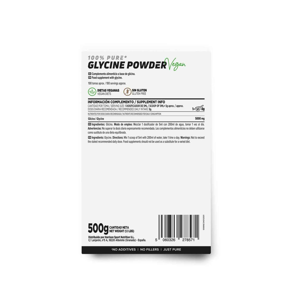 Glicina en polvo 100% pura | Mejora el sueño, relajación y recuperación natural