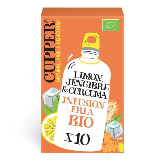 Infusión Fría Bio de Limón, Jengibre y Cúrcuma – 10 Bolsitas
