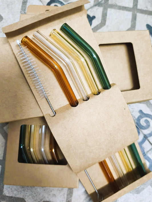 Pajitas de Vidrio Reutilizables – Colores Naturales